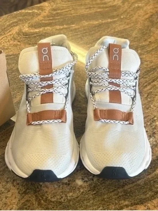 On Running Women's Sneakers in White and Brown - Picture 2 of 6